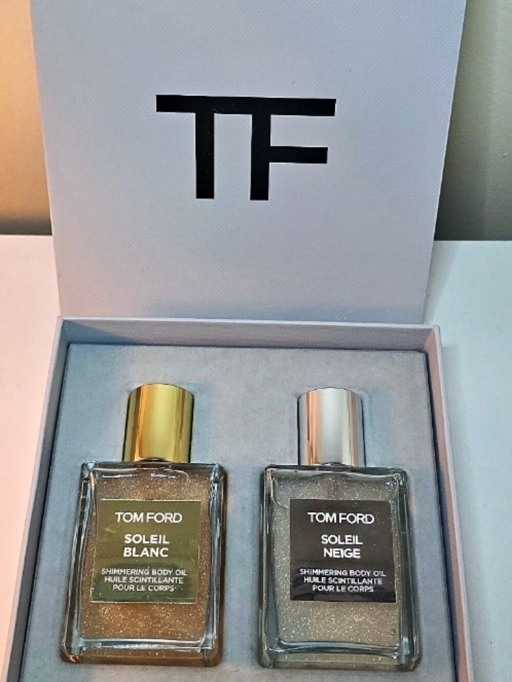 New Tom Ford Soleil Blanc & Soleil Neige Shimmering Body Oil Set - Gold, Silver